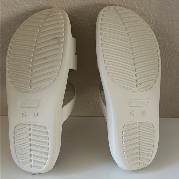 Women’s Off White Strappy Croc Slide Sandals - Picture 8 of 10